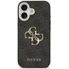 Guess PU Leather 4G Metal Logo Gold Frame dėklas skirtas Apple iPhone 17 juodos spalvos