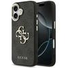 Guess PU Leather 4G Metal Logo Gold Frame dėklas skirtas Apple iPhone 17 juodos spalvos
