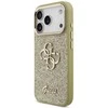 Guess Fixed Glitter Big 4G Metal Frame dėklas skirtas Apple iPhone 17 Pro aukso spalvos