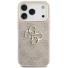 Guess PU Leather 4G Metal Logo Gold Frame dėklas skirtas Apple iPhone 17 Pro rožinės spalvos
