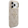 Guess PU Leather 4G Metal Logo Gold Frame dėklas skirtas Apple iPhone 17 Pro rožinės spalvos