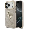 Guess PU Leather 4G Metal Logo Gold Frame dėklas skirtas Apple iPhone 17 Pro rožinės spalvos