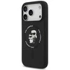 Telefono dėklas iPhone 17 Pro juodas silikoninis MagSafe Karl Lagerfeld