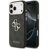 Guess PU odos 4G Metal Logo Gold Frame dėklas skirtas iPhone 17 Pro Max juodos spalvos