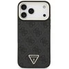 Guess PU Leather 4G Strass Triangle Logo Gold Frame MagSafe dėklas skirtas Apple iPhone 17 Pro Max juodos spalvos