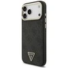 Guess PU Leather 4G Strass Triangle Logo Gold Frame MagSafe dėklas skirtas Apple iPhone 17 Pro Max juodos spalvos