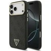 Guess PU Leather 4G Strass Triangle Logo Gold Frame MagSafe dėklas skirtas Apple iPhone 17 Pro Max juodos spalvos