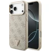 Guess PU Leather 4G Triangle Logo Gold Frame MagSafe dėklas skirtas Apple iPhone 17 Pro Max rožinės spalvos