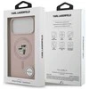 Karl Lagerfeld Liquid Silicone Karl and Choupette MagSafe dėklas skirtas Apple iPhone 17 Pro Max rožinės spalvos
