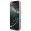 Guess PU Fixed Glitter 4G Metal Logo dėklas, skirtas iPhone 17 Pro Max, rožinės spalvos