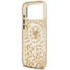 Guess Leopard Glitter MagSafe dėklas Apple iPhone 17 Pro Max rudos spalvos