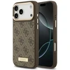 Guess 4G Logo Plate MagSafe dėklas Apple iPhone 17 Pro Max rudos spalvos