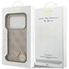 Guess Leather 4G Triangle Strass MagSafe dėklas Apple iPhone 17 Pro rožinės spalvos