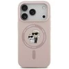Karl Lagerfeld Liquid Silicone Karl and Choupette MagSafe dėklas skirtas Apple iPhone 17 Pro rožinės spalvos