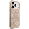 Guess IML Flowers Electro Pearl Strap MagSafe dėklas skirtas Apple iPhone 17 Pro rožinės spalvos