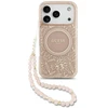 Guess IML Flowers Electro Pearl Strap MagSafe dėklas skirtas Apple iPhone 17 Pro rožinės spalvos