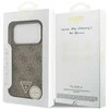 Original dėklas GUESS Leather 4G Triangle Strass MagSafe skirtas Apple iPhone 17 Pro rudos spalvos