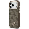 Guess PU Leather 4G Strass Triangle Logo Gold Frame MagSafe dėklas skirtas Apple iPhone 17 Pro rudos spalvos