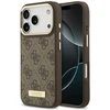 Guess 4G Logo Plate MagSafe dėklas Apple iPhone 17 Pro rudos spalvos