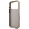 Guess PU Leather 4G Strass Triangle Logo Gold Frame MagSafe dėklas skirtas Apple iPhone 17 Pro rožinės spalvos