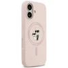 Dėklas Karl Lagerfeld Silicone Karl&Choupette Ring MagSafe skirtas Apple iPhone 17 rožinės spalvos