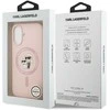 Dėklas Karl Lagerfeld Silicone Karl&Choupette Ring MagSafe skirtas Apple iPhone 17 rožinės spalvos