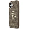 Guess PU Leather 4G Metal Logo Gold Frame dėklas skirtas Apple iPhone 17 rudos spalvos