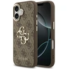 Guess PU Leather 4G Metal Logo Gold Frame dėklas skirtas Apple iPhone 17 rudos spalvos