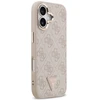 Guess PU Leather 4G Strass Triangle Logo Gold Frame MagSafe dėklas skirtas Apple iPhone 17 rožinės spalvos