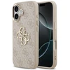 Guess PU Leather 4G Metal Logo Gold Frame dėklas skirtas Apple iPhone 17 rožinės spalvos