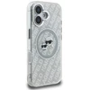 Karl Lagerfeld IML blizgučiais puoštas „Karl & Choupette Heads“ logotipo „MagSafe iPhone 16“ dėklas – pilkas