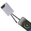 Tellur 10 000 mAh išorinė baterija su integruotais USB-C ir Lightning laidais, violetinė