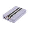 Tellur 10 000 mAh išorinė baterija su integruotais USB-C ir Lightning laidais, violetinė