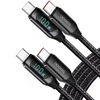 Toocki USB-C į USB-C laidas su LED ekranu, 100W, 1 m, greitasis krovimas, juodas, TQ-X03C2