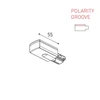TRACK 1L vienfazių bėgelių užbaigimas su užmaitinimo galimybe, kairinis, baltas