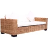 Trivietė sodo sofa, natūralus ratanas