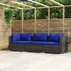 Trivietė sofa su pagalvėlėmis, pilkos spalvos, poliratanas