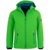 TrollKids Vaikiška "Trollfjord" striukė, ryškiai žalia/vidutiniškai mėlyna, vėjo nepraleidžianti softshell (161-304)
