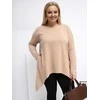 Tunika moterims plus size tamsiai smėlio spalvos