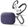 Uniq dėklas Nexo AirPods Pro 2 gen + ausų kabliukai Silikonas violetinė/juoda violetinė