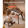 VEVOR Vaikiškas medinis skaitmeninis pianinas edukacinis muzikos instrumentas, 37 klavišų nešiojama klaviatūra su garso valdymu, riešutmedžio apdaila, dvigubos maitinimo parinktys