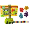 Lean Toys Žalias baterijomis veikiantis dinozaurų automobilis su domino kaladėlėmis