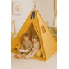 Vaikų tipis Mini Set su kilimėliu ir dekoratyvinėmis plunksnomis, medaus geltonumo