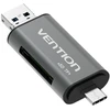 „Vention USB3.0“ daugiafunkcis kortelių skaitytuvas, pilkas, metalinis