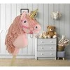 Vienaragis ant lazdos Hobby Horse rožinis su auksiniu ragu