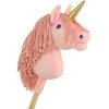 Vienaragis ant lazdos Hobby Horse rožinis su auksiniu ragu
