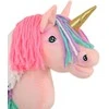 Super Hobby Horse Vienaragis ant lazdos Hobby Horse rožinis su spalvota karčiene ir auksiniu ragu