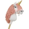 Vienaragis ant lazdos Hobby Horse su rožine karčiene ir auksiniu ragu