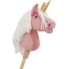 Vienaragis Hobby Horse lazdoje pastelinės rožinės spalvos su balta karčiais A4