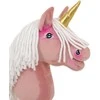 Vienaragis Hobby Horse lazdoje pastelinės rožinės spalvos su balta karčiais A4